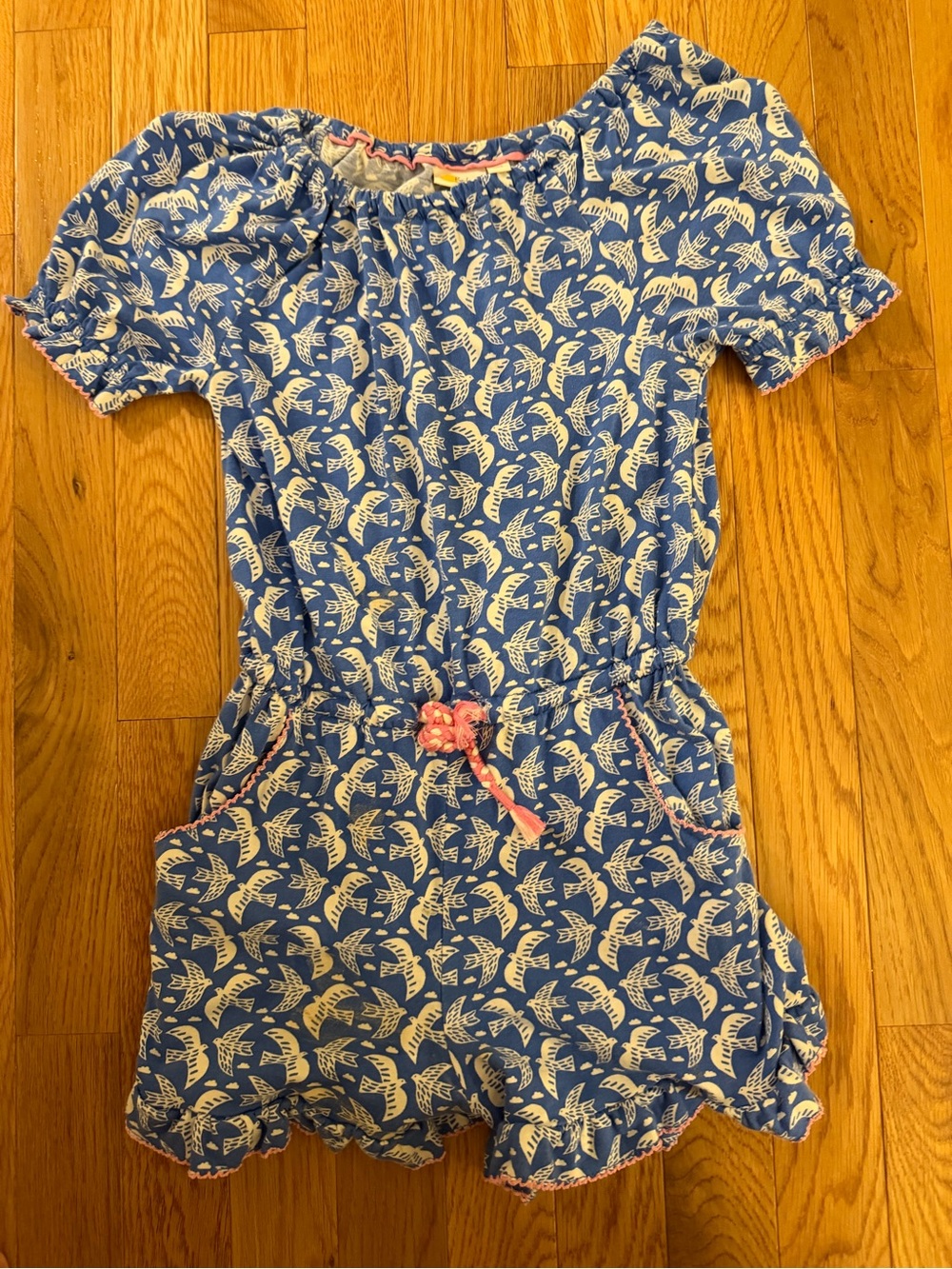Blue Girls' Mini Boden Short-Sleeve Romper Dress